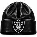 Black Leather Raiders Skully Beanie Hat | Premium Streetwear Headwear