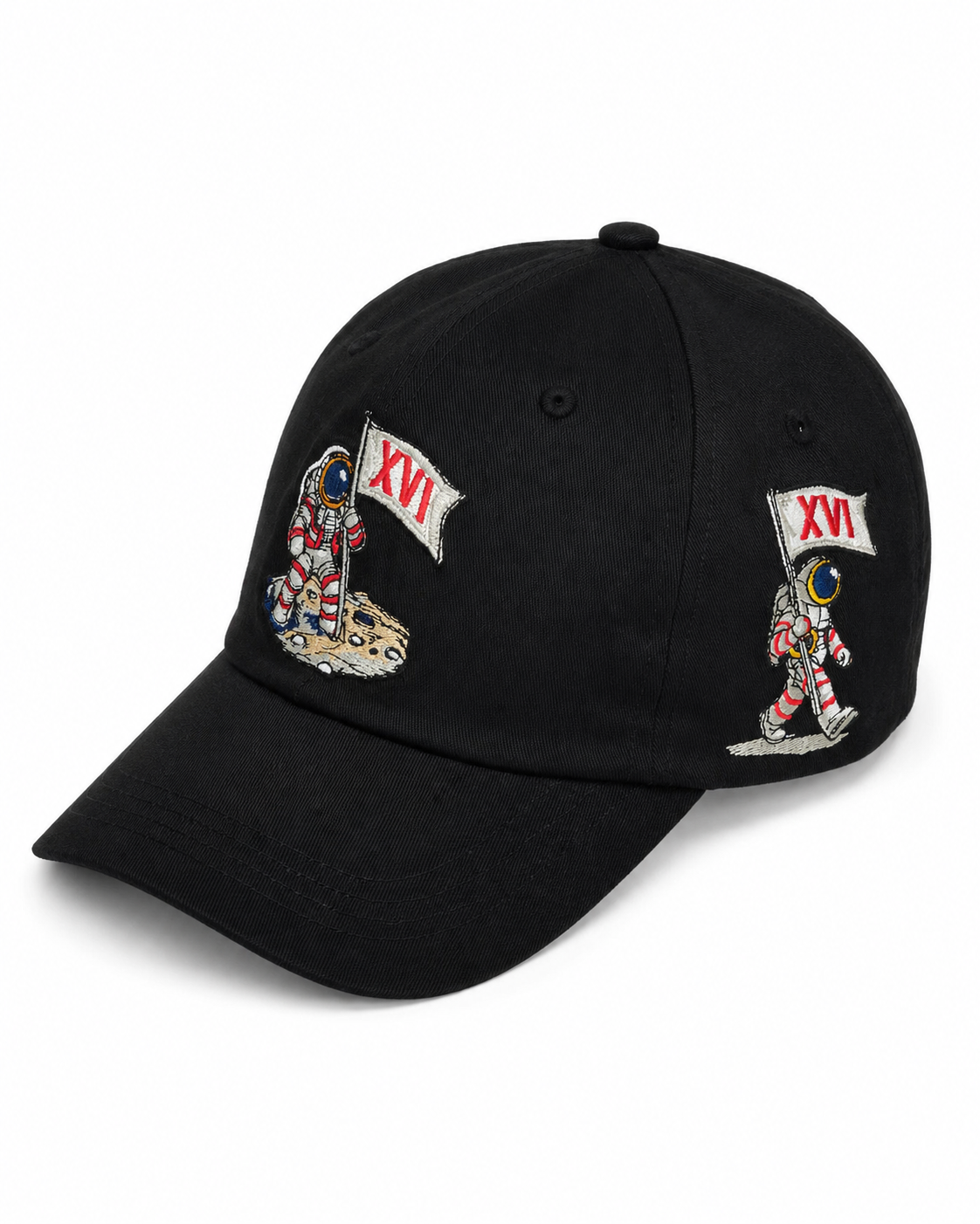 XVI Astronaut Embroidered Black Hat – Premium Streetwear Dad Cap 🚀🧢