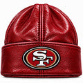 San Francisco 49ers Crimson Leather Skully Beanie | Premium Luxury Headwear