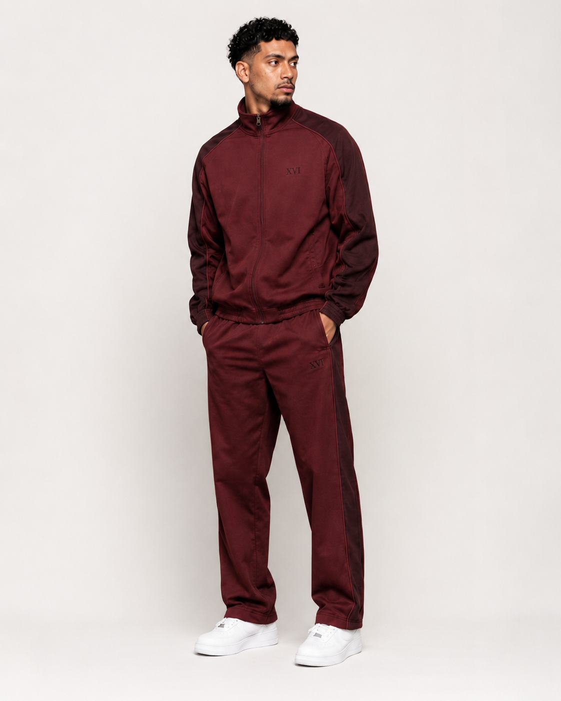 XVI Monochrome Burgundy Premium Track Suit – Limited Edition