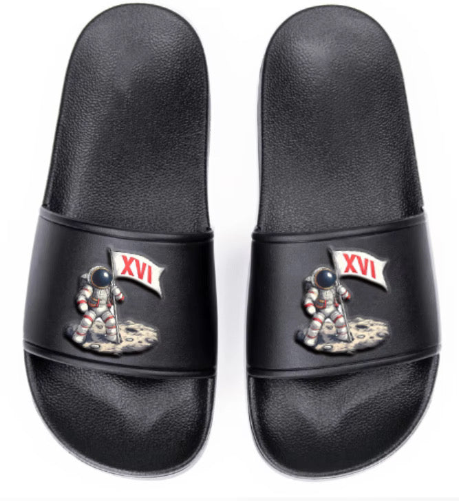 🚀 XVI Astronaut Slides – Premium Black Designer Sandals
